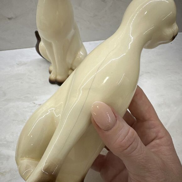 2 Vintage Ceramic Vicki MCM Siamese Cats 7in and 8in Tall Signed Delicate Lovely - Picture 11 of 14